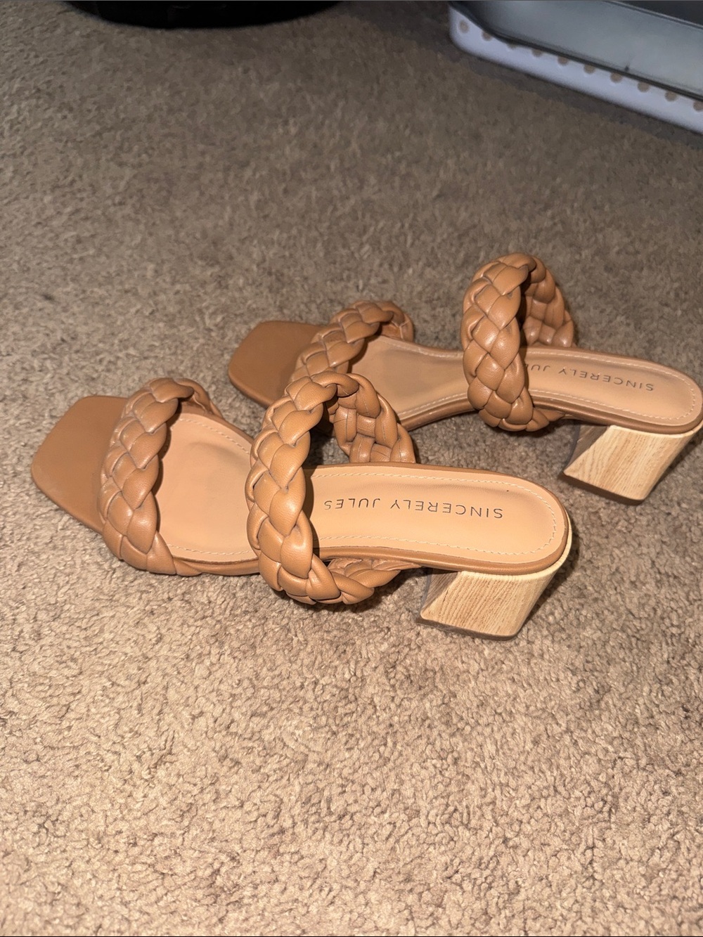 Sincerly Jules Braided Tan Block Heel Sandals